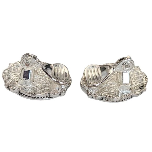 1928 Brand Faux Mahogany Jasper Lucite Cab Clip On Earrings K153 - Picture 6 of 10